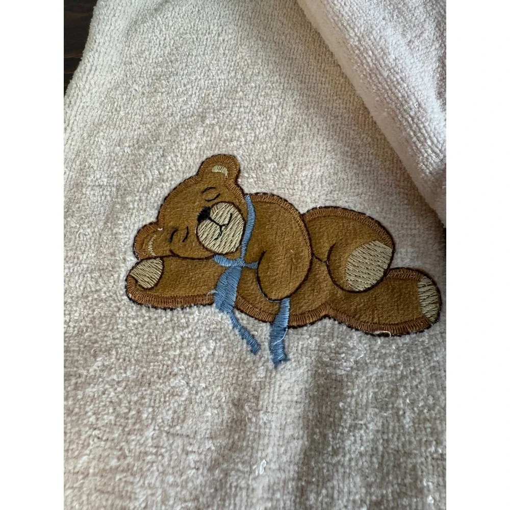 VTG 90s‎ R.A. Briggs Embroidered Teddy Bear Tan Cotton HandTowels - Set of 2
